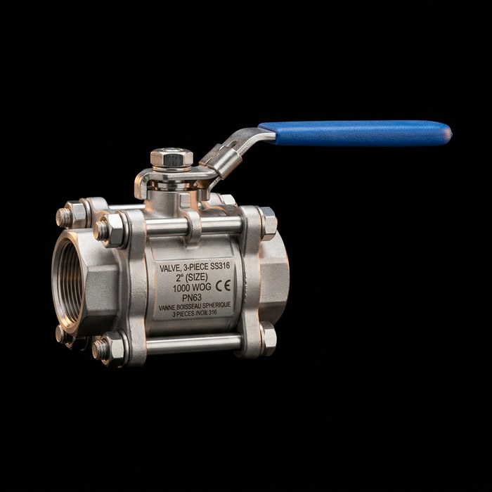 Vanne à boisseau sphérique inox 3 pièces